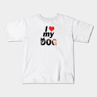 I love (heart) my dog - Chihuahua oil painting word art Kids T-Shirt